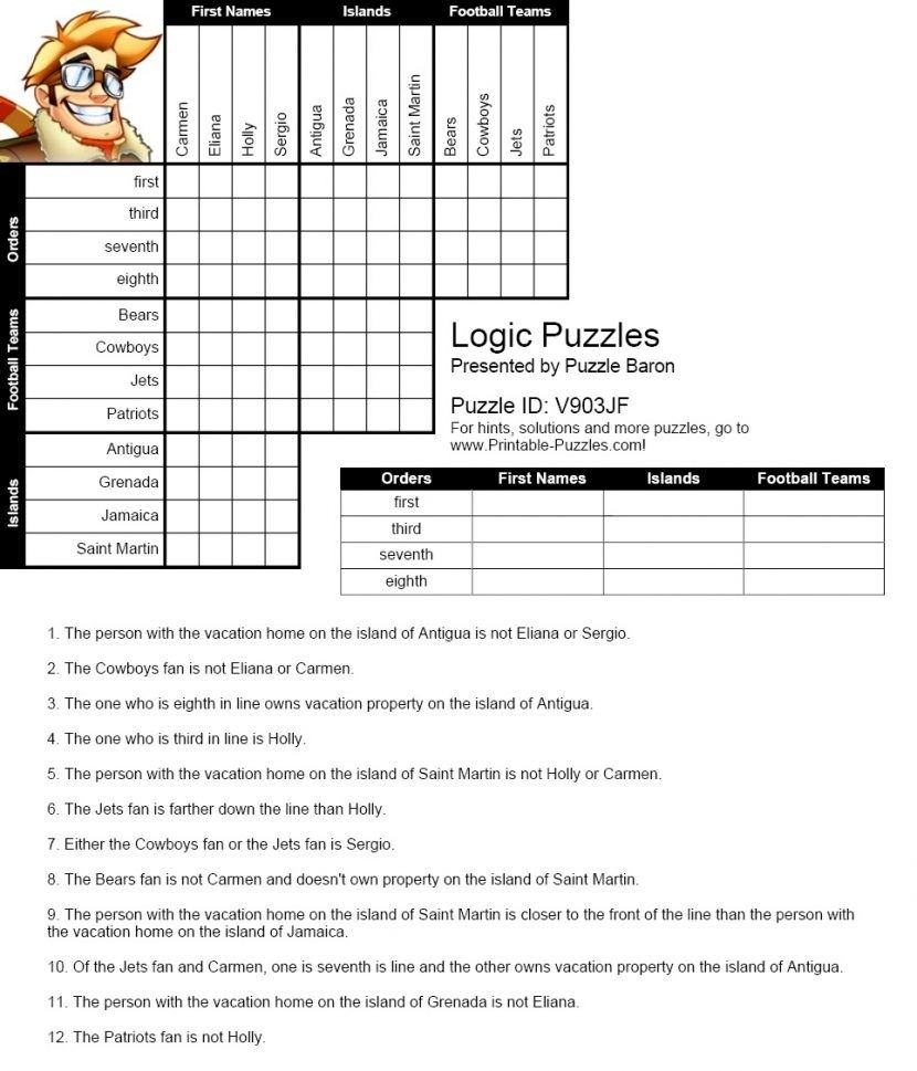 logic puzzles for adults printable