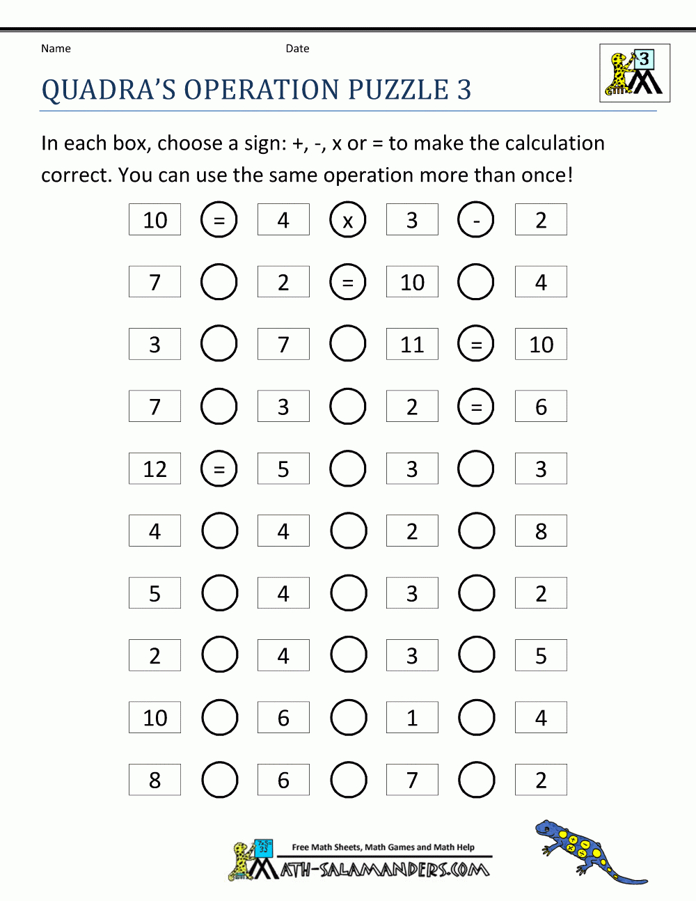 Printable Math Puzzles For 3Rd Grade Printable Crossword Puzzles