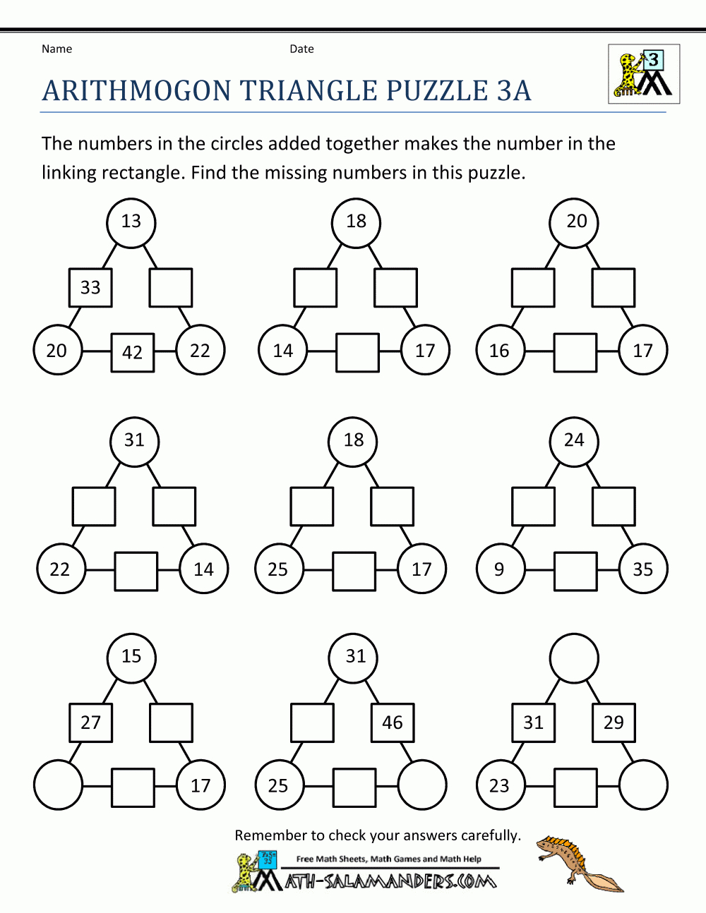 Math Puzzle Worksheets 3Rd Grade - Printable Number Puzzles Ks1