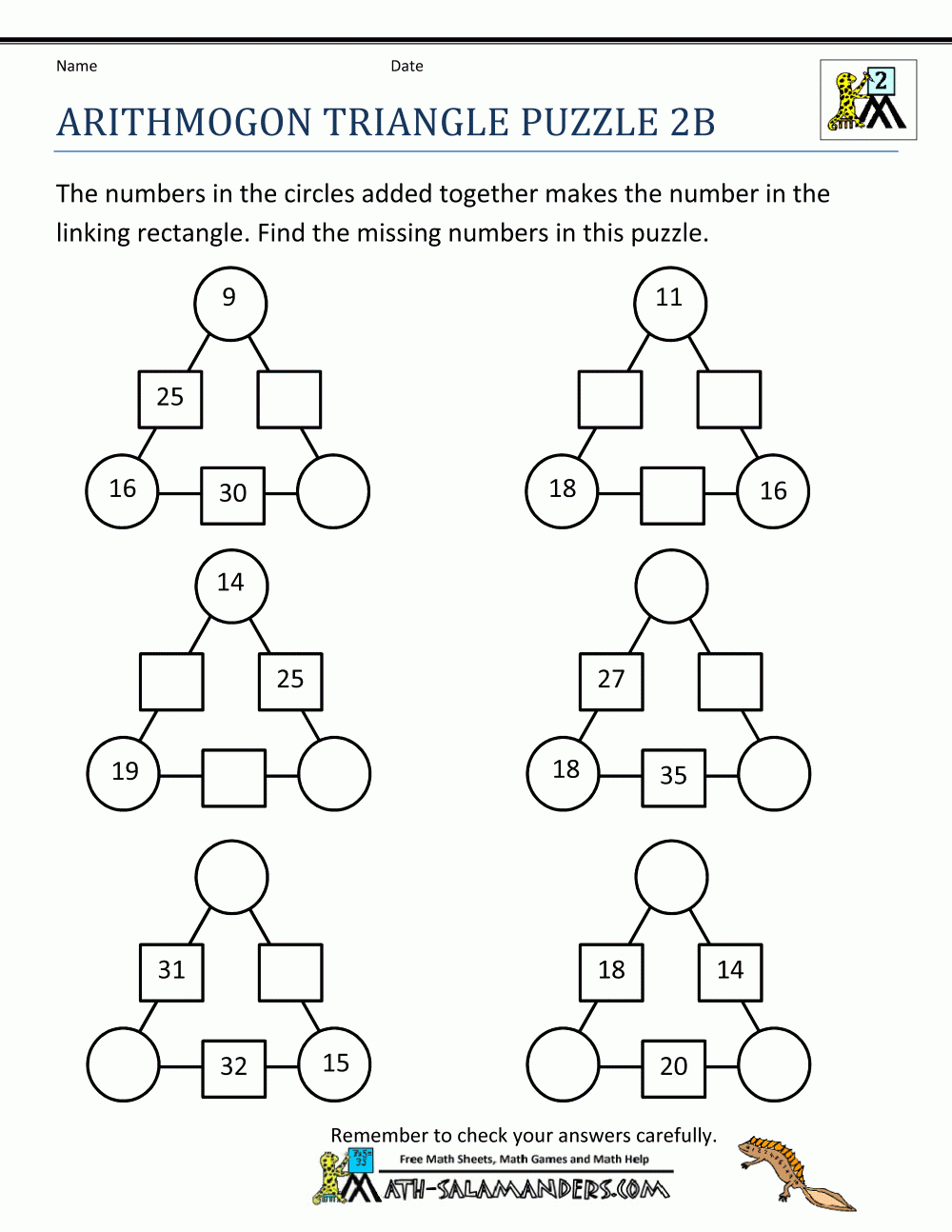 Math Puzzles 2Nd Grade - Printable Number Puzzles For Kindergarten