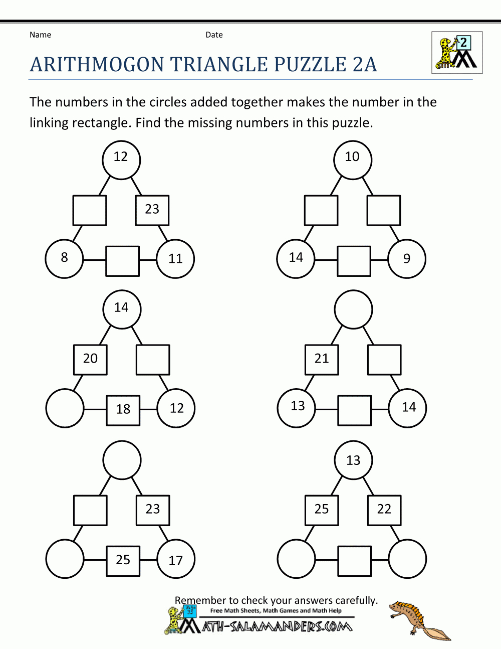 Math Puzzles 2Nd Grade - Printable Number Puzzles Ks1