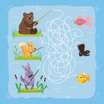 Maze Game Kids Brain Training Education Riddle Puzzle With Animals   Printable Animal Puzzle