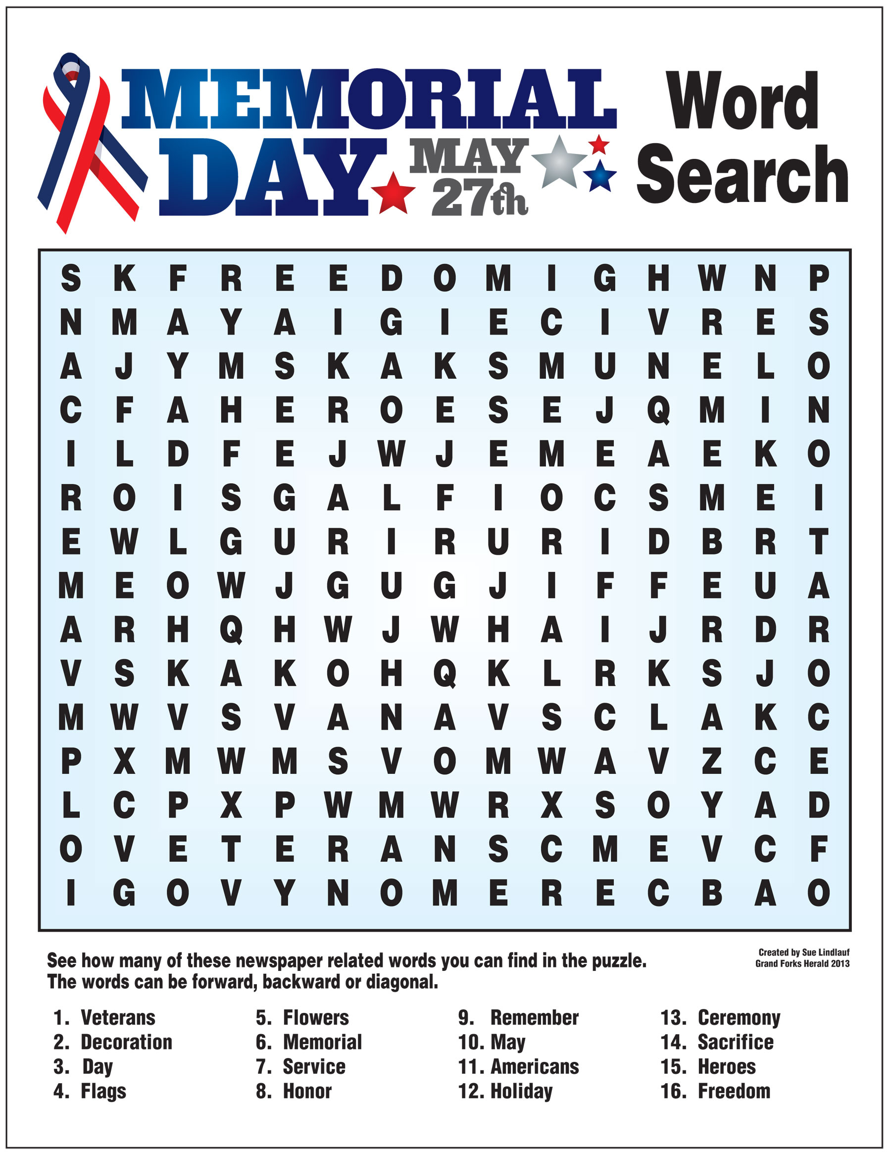 Free Printable Memorial Day Crossword Puzzle Printable Word Searches