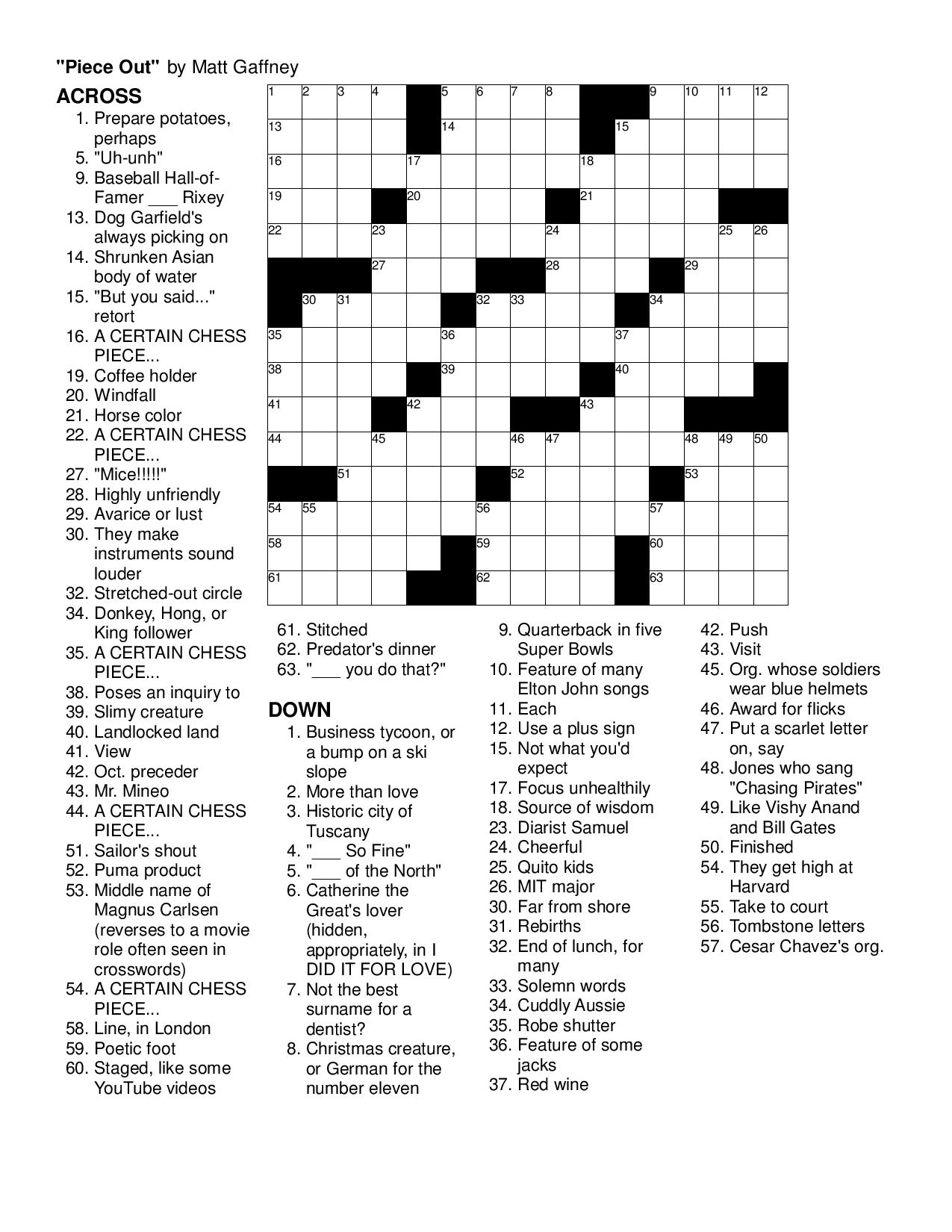 Mgwcc #284 — Friday, November 8Th, 2013 — &amp;quot;piece Out&amp;quot; | Matt - Merl - Merl Reagle Printable Crossword Puzzles
