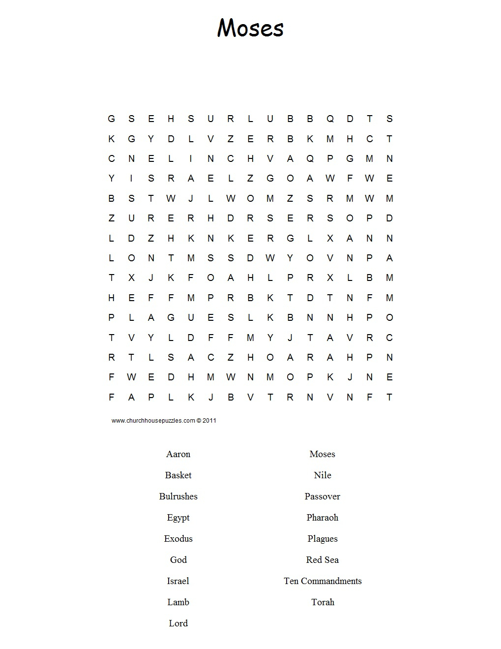 God Spoke To Moses Word Search Children s Bible Activities Printable Puzzles On Moses