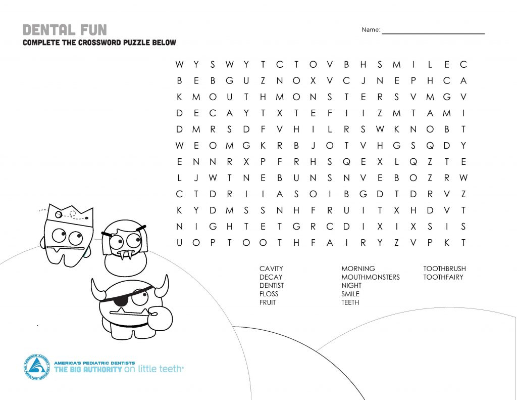 Mouth Monster Themed Crossword Puzzle &amp;amp; Word Search | The Big - Printable Dental Puzzles