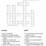 Musical Instruments In The Bible Crossword With Answer Sheet   Printable Bible Crossword
