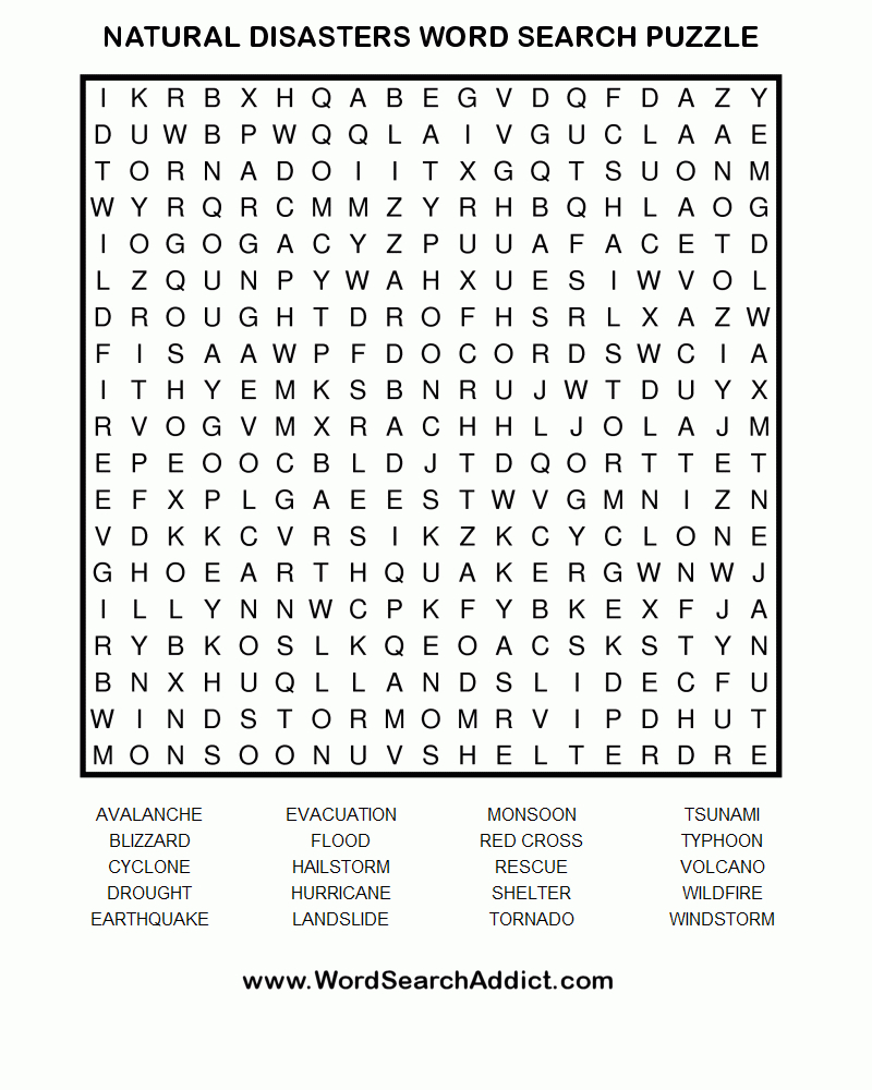 Natural Disasters Word Search Puzzle | Coloring &amp;amp; Challenges For - Science Crossword Puzzles Printable
