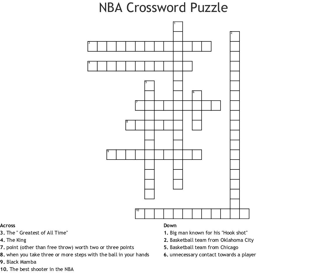Nba Crossword Puzzle Crossword - Wordmint - Printable Basketball Crossword Puzzles