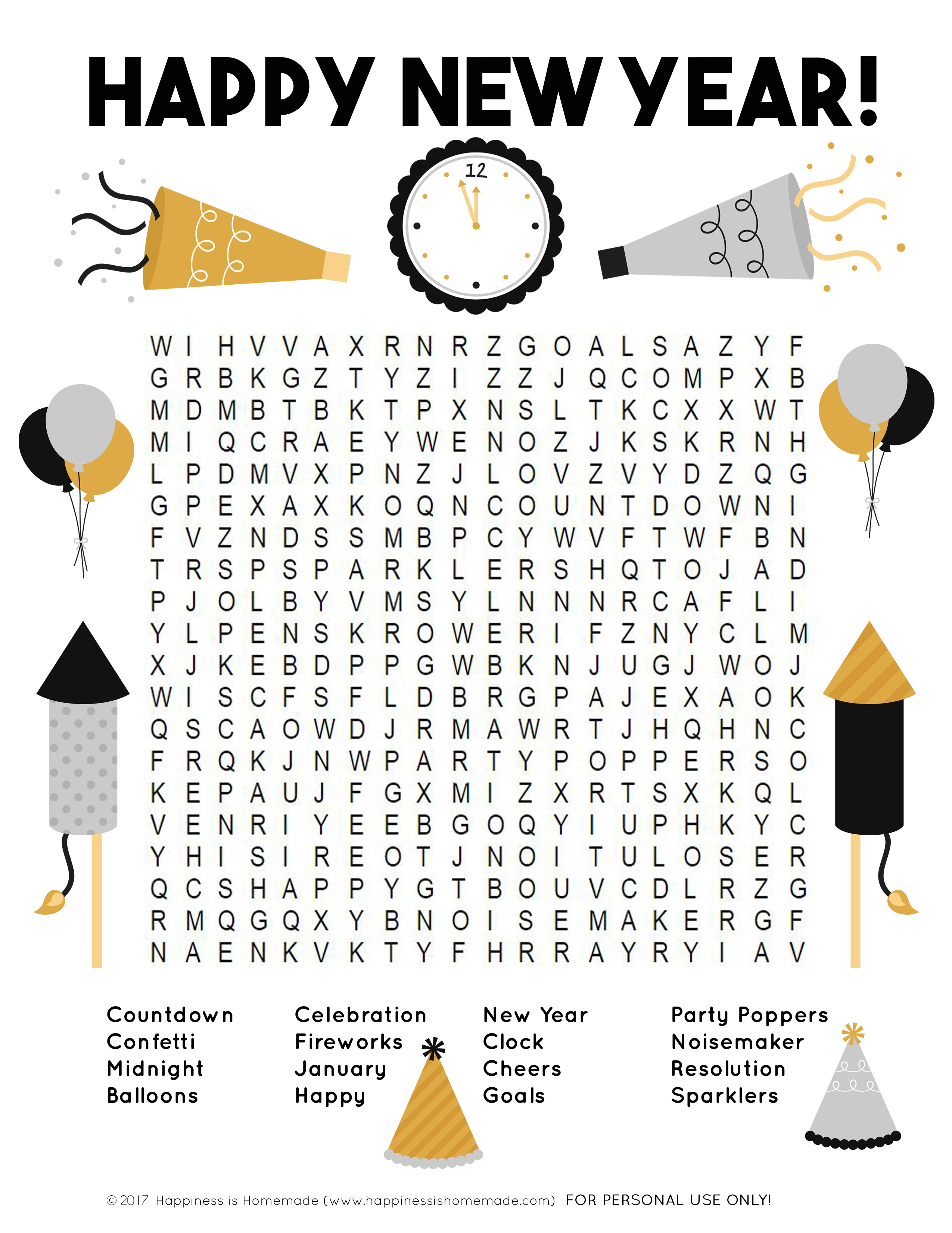 New Year&amp;#039;s Word Search Printable - Happiness Is Homemade - New Year Crossword Puzzle Printable