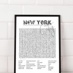 New York City Crossword Word Search Printable Art Digital | Etsy   50 States Crossword Puzzle Printable