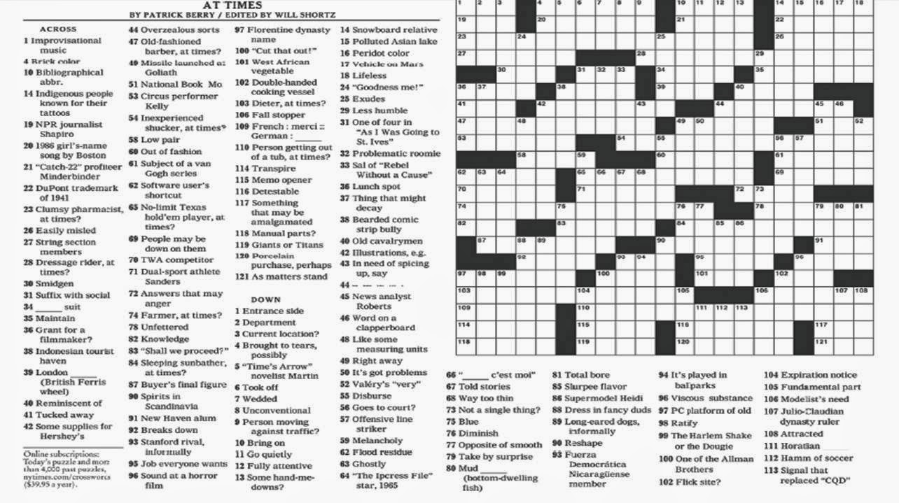 Free Printable Ny Times Crossword Puzzles Printable Crossword Puzzles