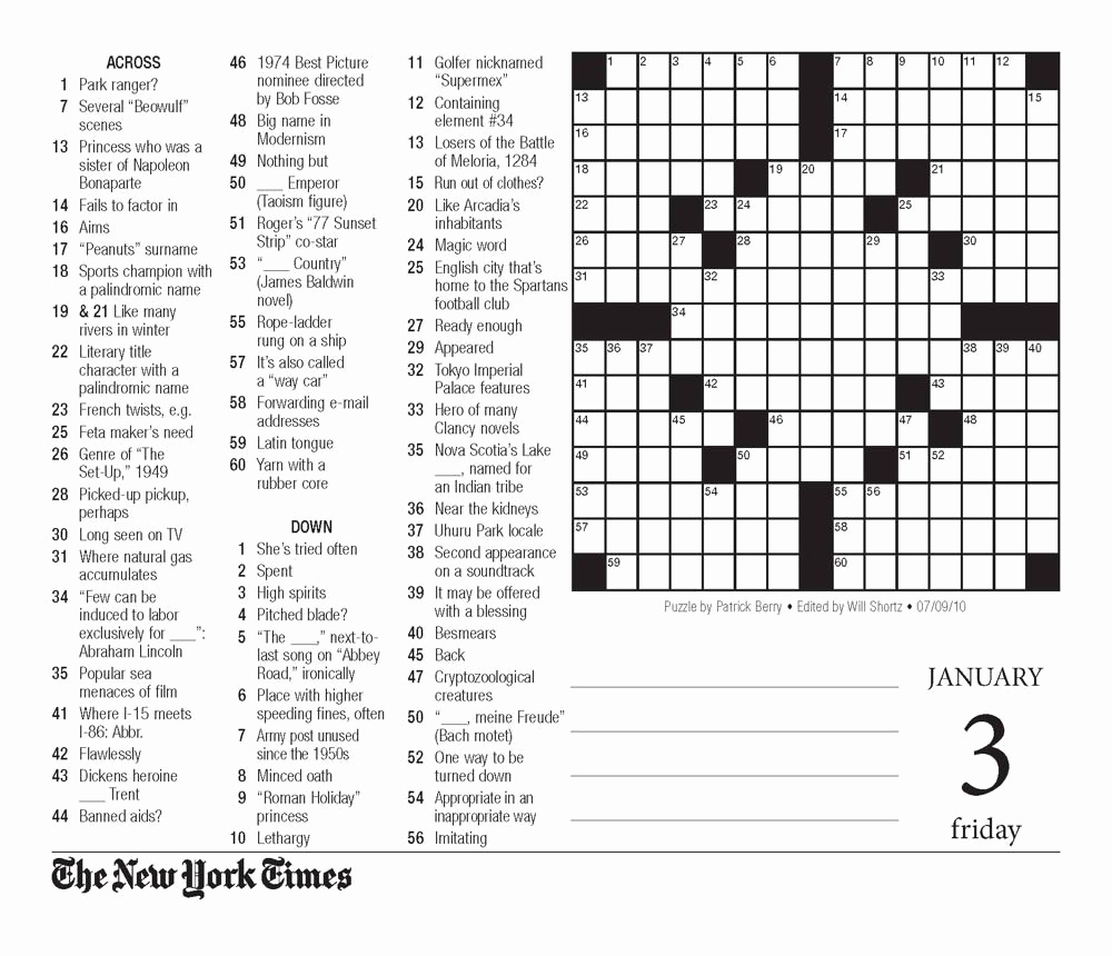 Printable Ny Times Crossword Puzzles Printable Crossword Puzzles