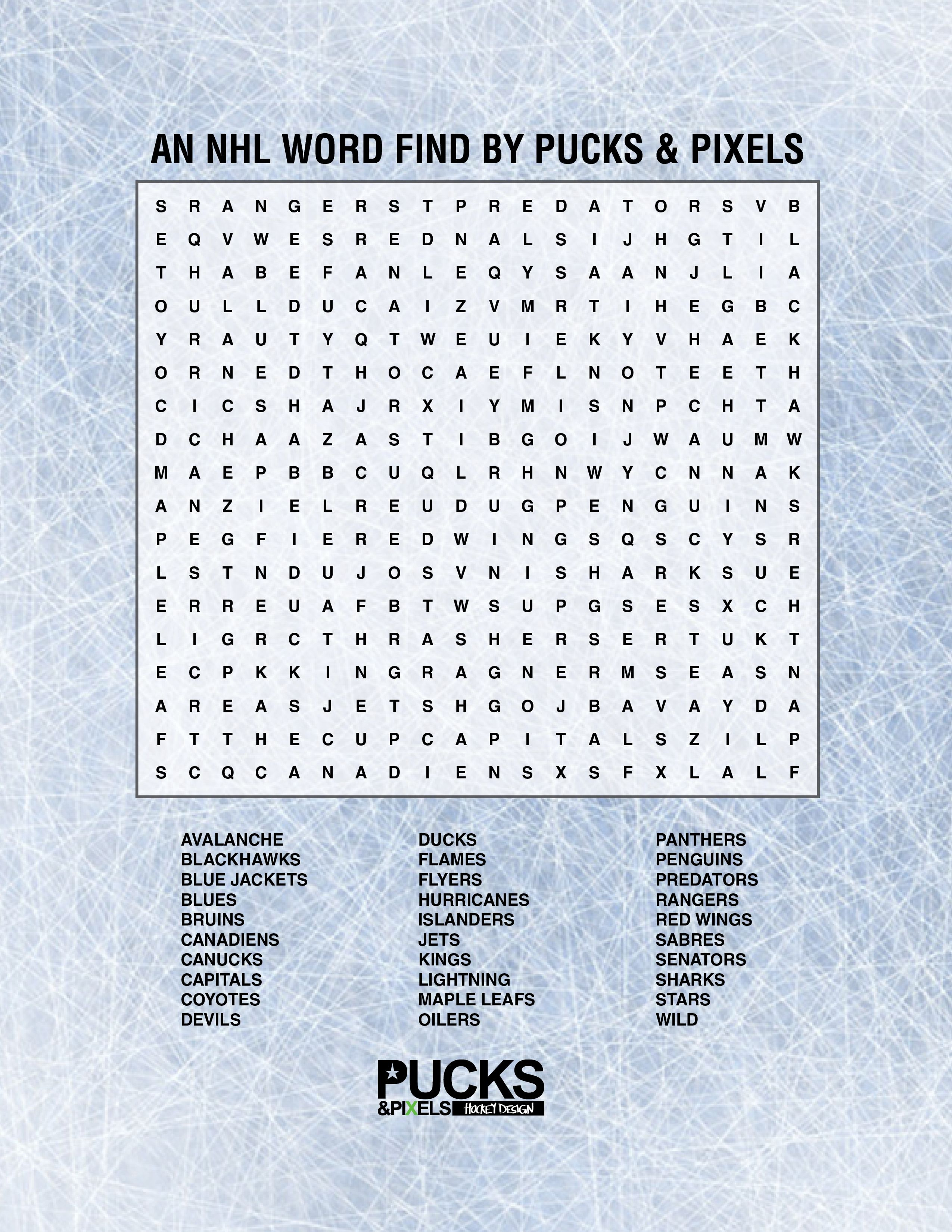 Nhl Word Searchpucks And Pixels I Could&amp;#039;ve Easily Done This - Printable Hockey Crossword