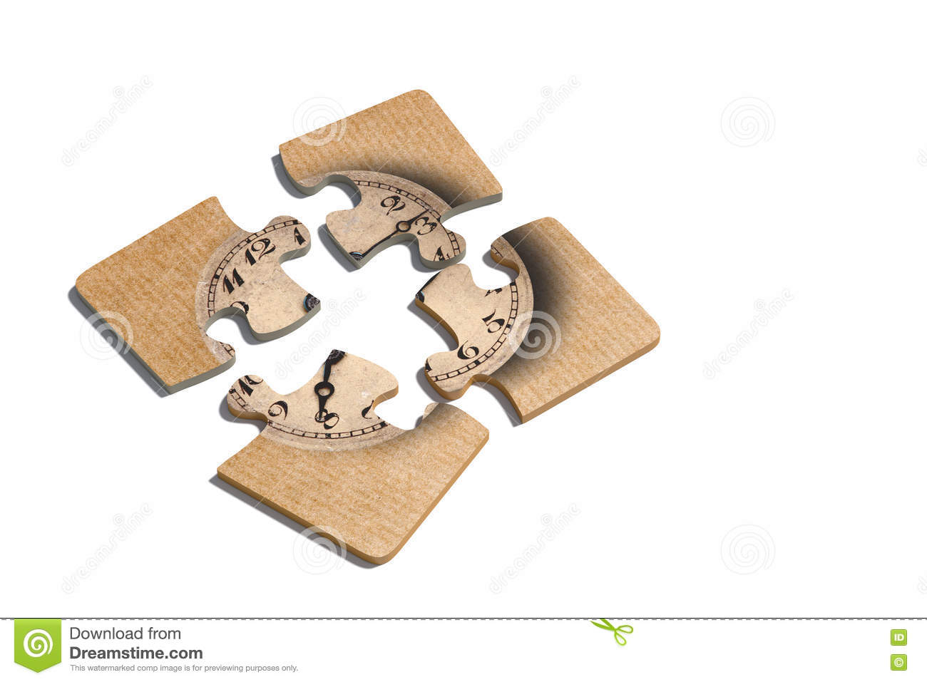 Old-Fashioned Clock Print On Puzzle Pieces Stock Image - Image Of - Print On Puzzle