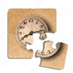 Old Fashioned Clock Print On Puzzle Pieces — Stock Photo © Erllre   Print On Puzzle