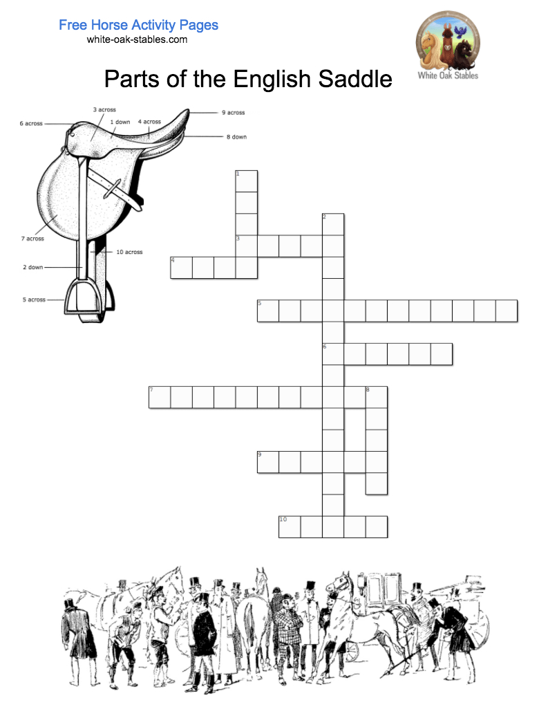 Parts Of English Saddle Crossword – Activity Page | Horse Education - Horse Crossword Puzzle Printable