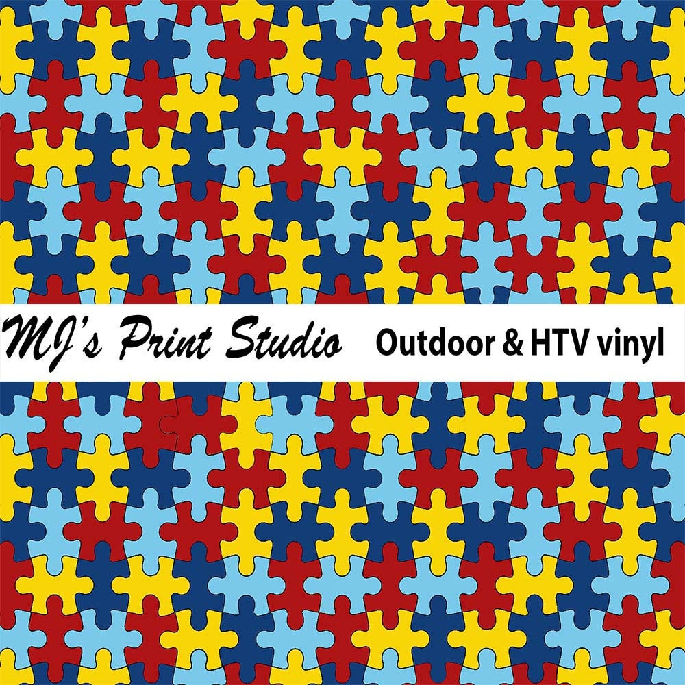 Pattern Craft Vinyl Autism Puzzle Vinyl Outdoor Vinyl | Etsy - Puzzle Print Vinyl