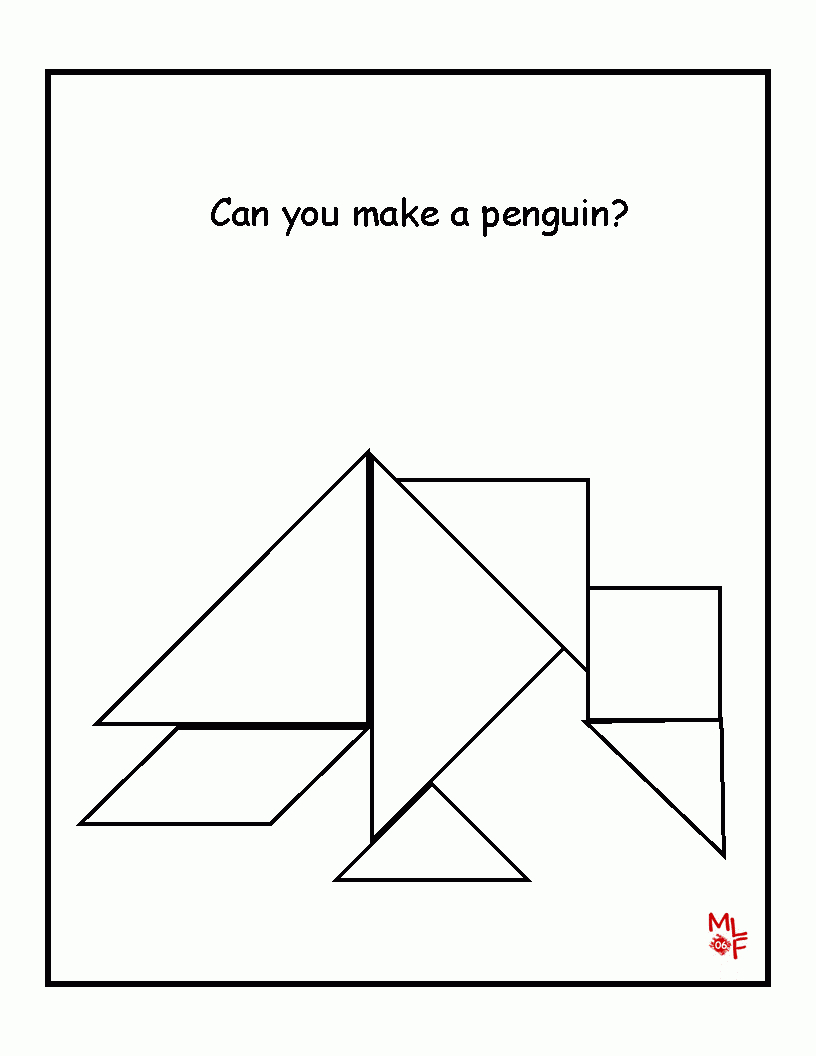 Penguin Tangram Printable | Preschool - Penguins | Tangram Printable - Printable Tangram Puzzles For Kindergarten