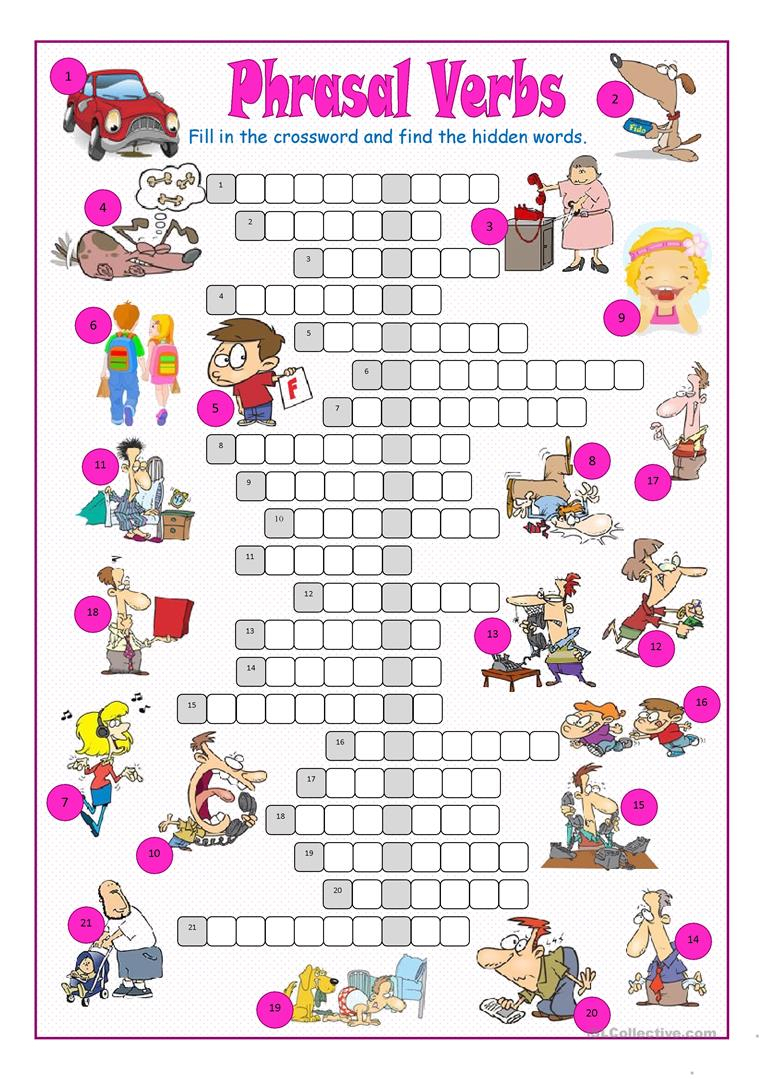 Phrasal Verbs Crossword Puzzle Worksheet - Free Esl Printable - Worksheet Verb Puzzle