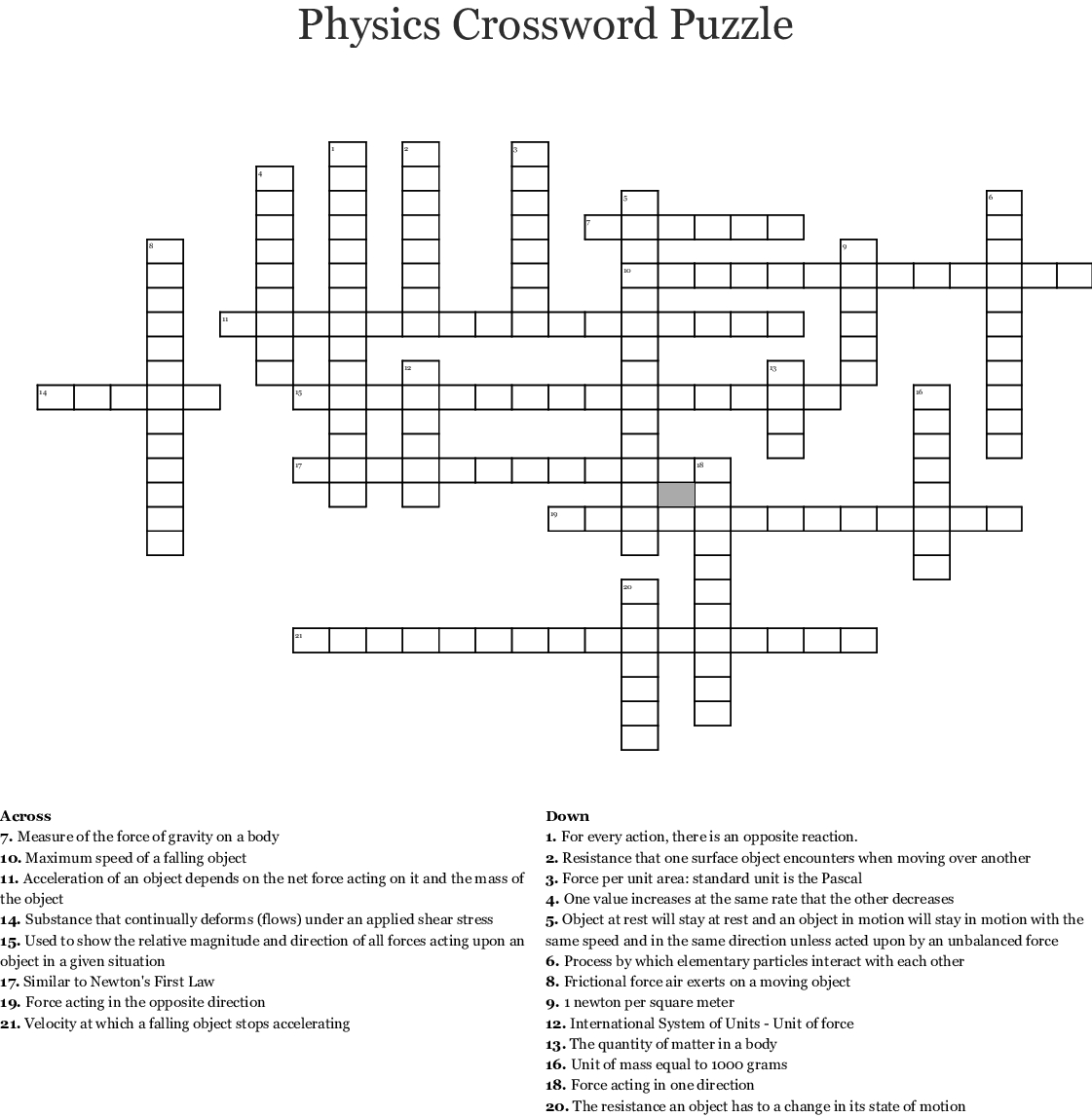 Physics Crossword Puzzle Crossword - Wordmint - Physics Crossword Puzzles Printable With Answers