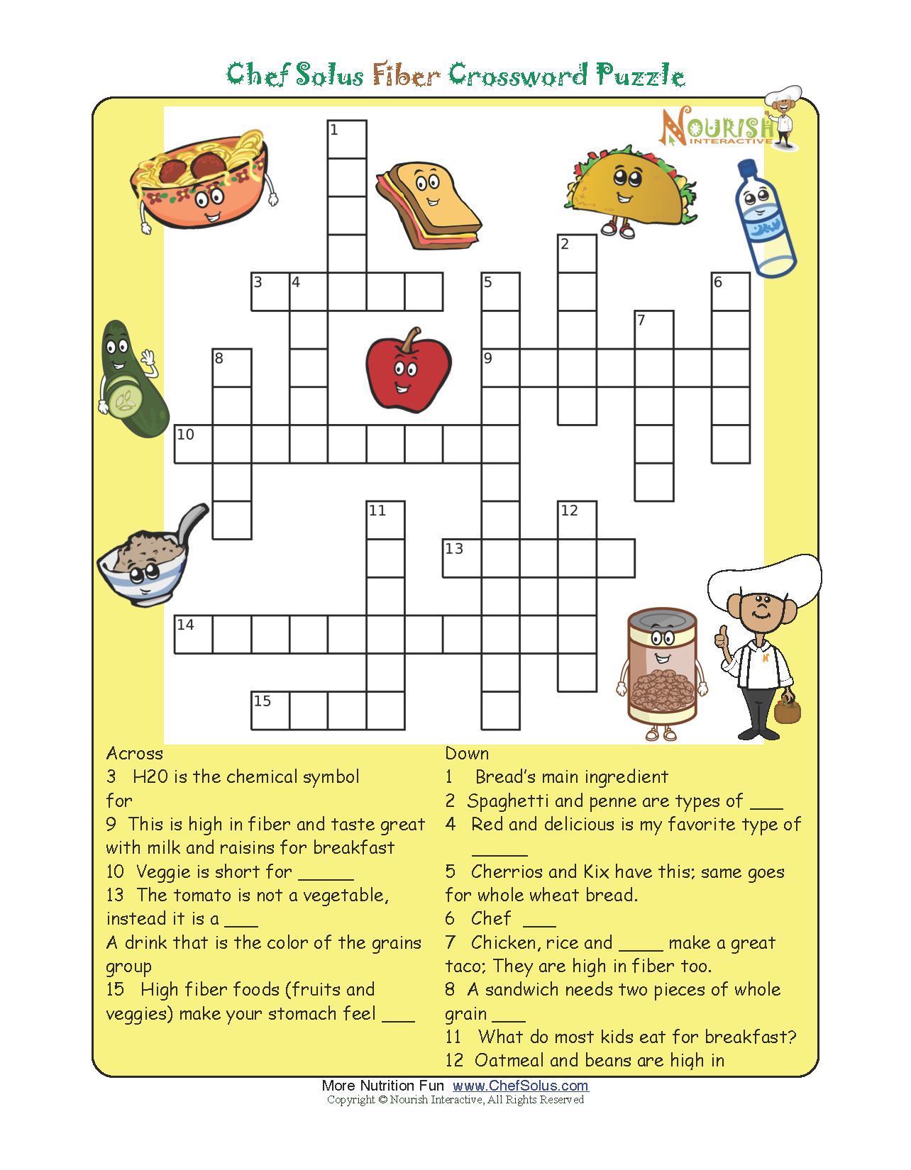 Pinthe Kids Cook Monday On Activities | Printable Crossword - Printable Nutrition Puzzles For Adults