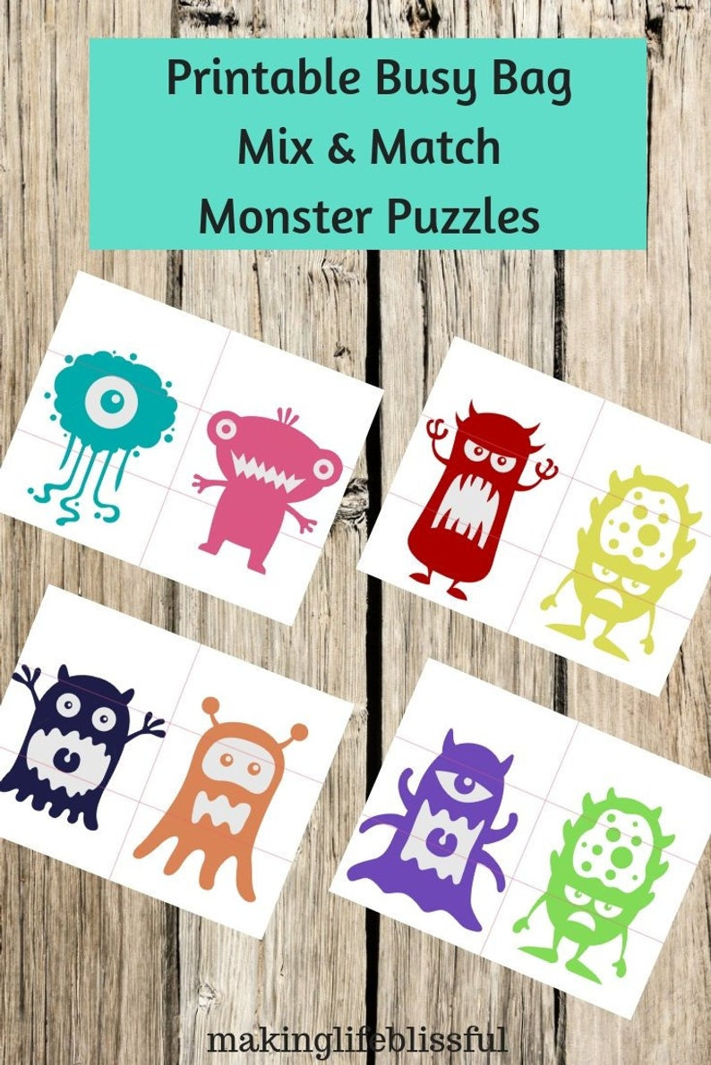 Pre-K Monster Printable Puzzles For Preschool Or Toddler Busy | Etsy - K Print Puzzle