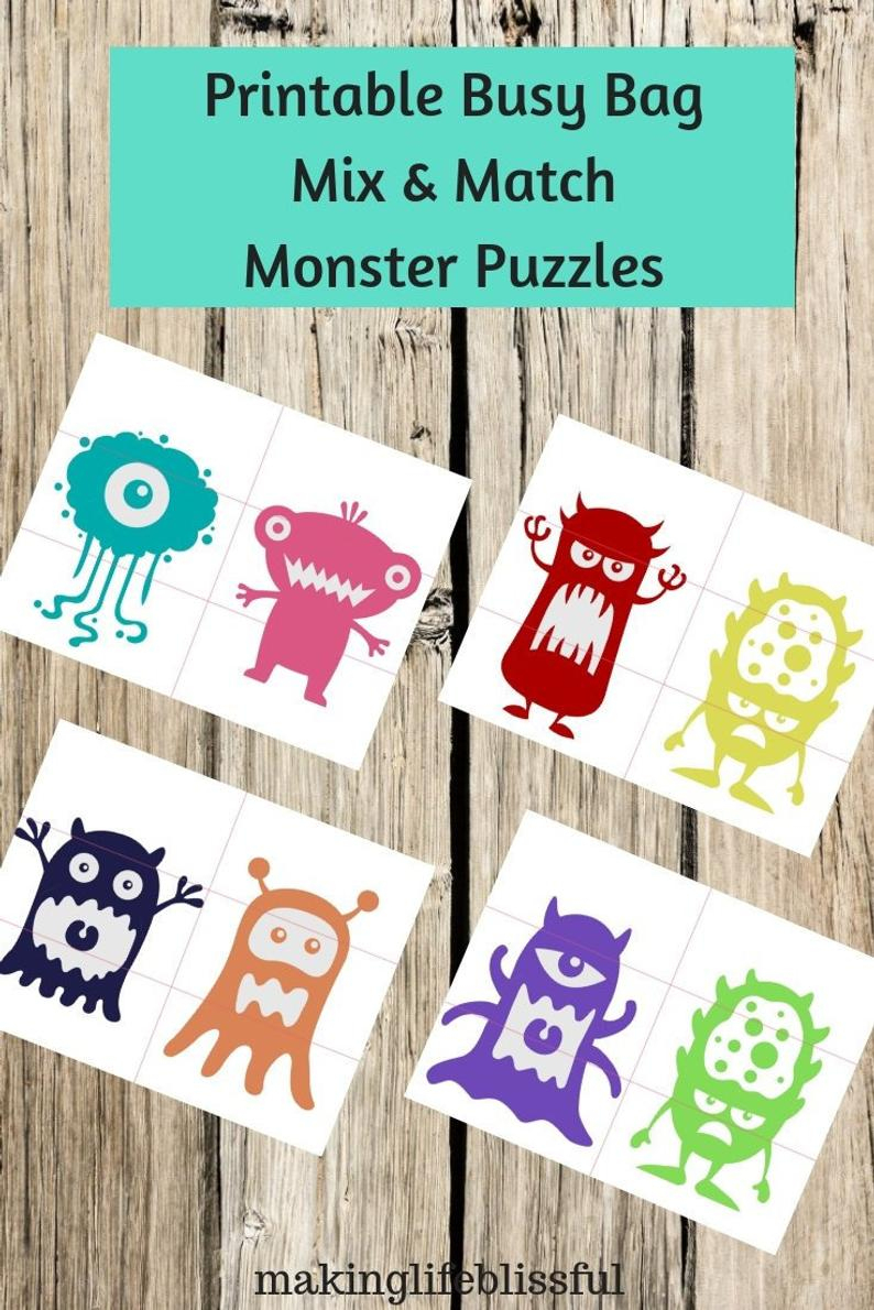 Pre-K Monster Printable Puzzles For Preschool Or Toddler Busy | Etsy - Printable Puzzle Toddler