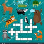Printable Animal Crossword Preschool Puzzle Quiz Stock Vector   Printable Puzzle Quiz