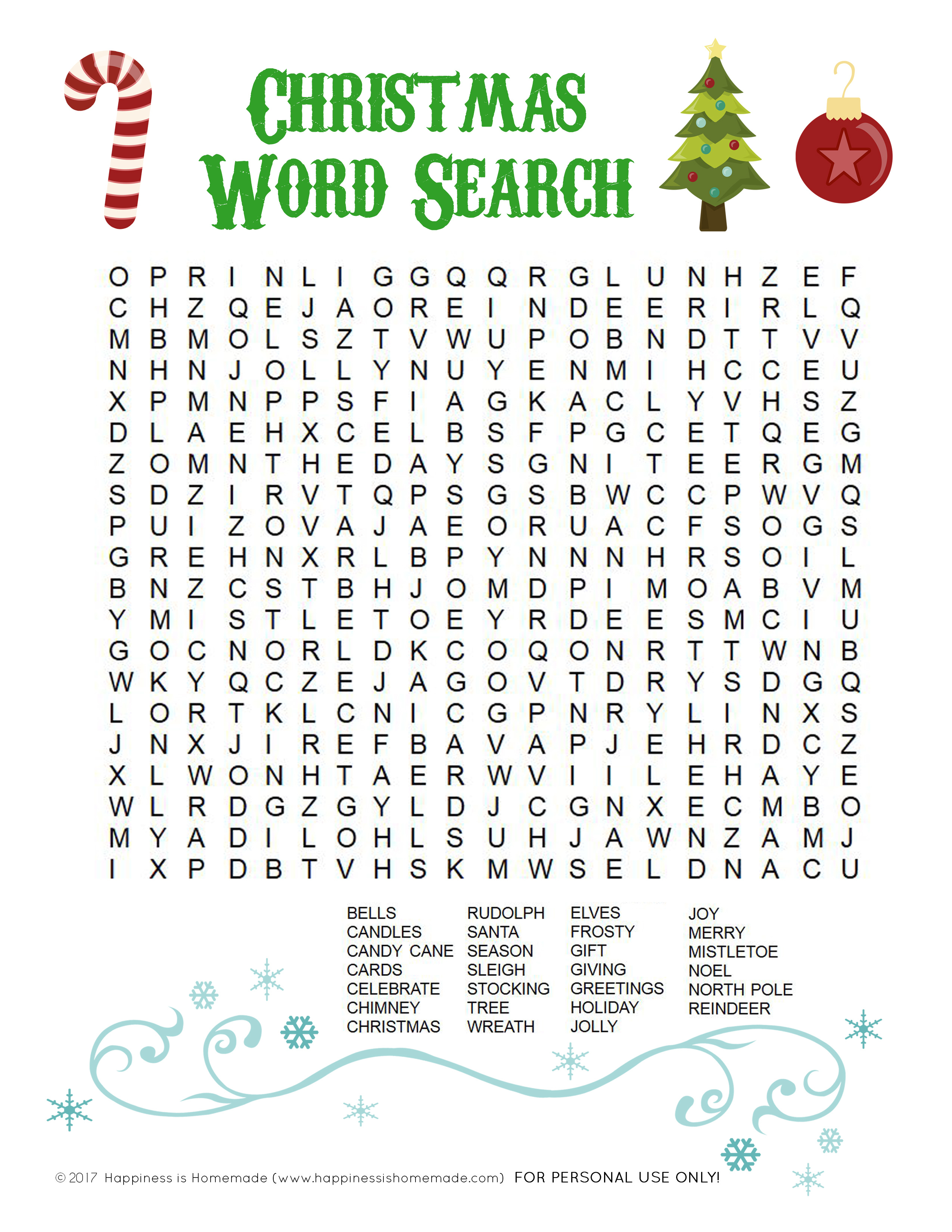 Printable Christmas Word Search For Kids &amp;amp; Adults - Happiness Is - Christmas Printable Puzzles Games