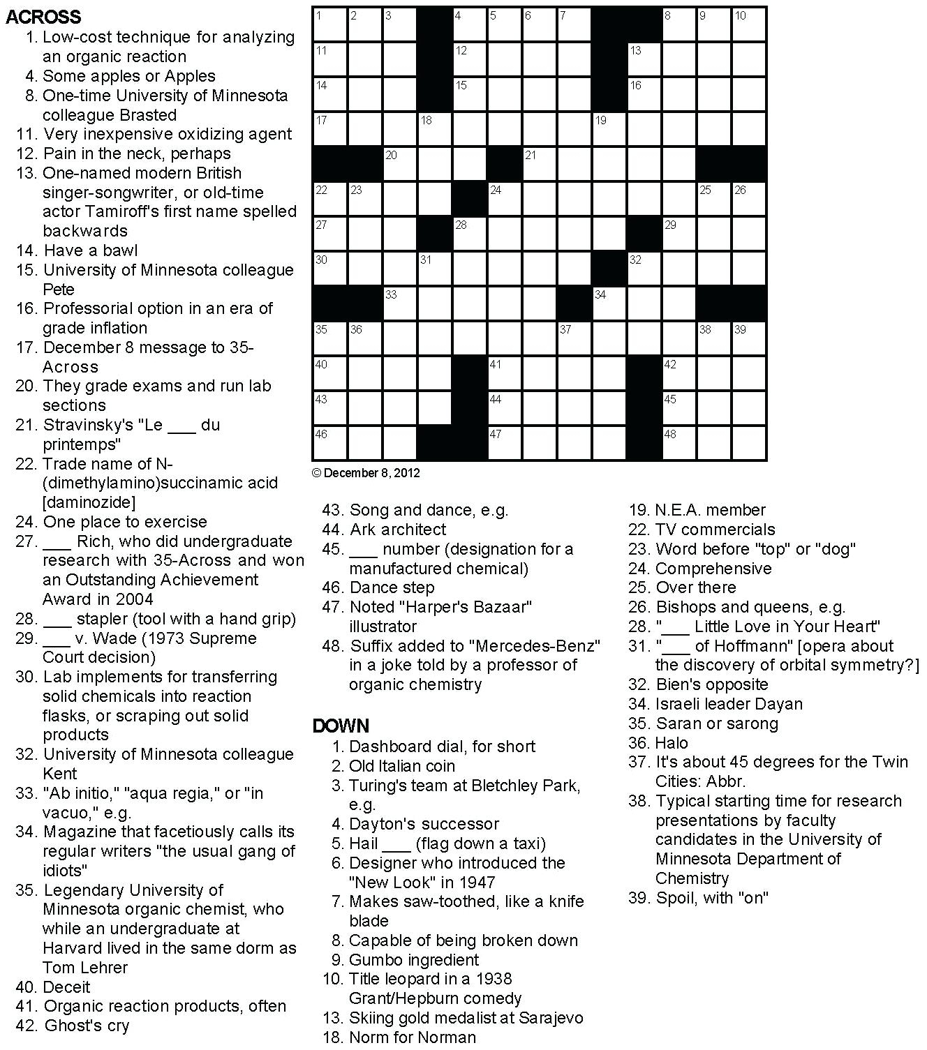 Printable Crossowrd Puzzles Chemistry Tribute Crossword Puzzle Chem - Crossword Puzzle Chemistry Printable