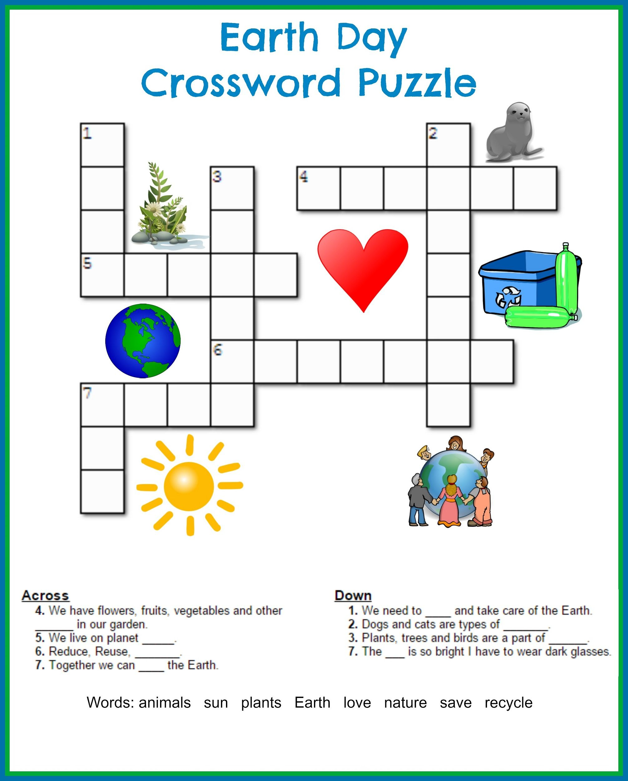 Printable Crossword Puzzles Kids | Crossword Puzzles On Earth - Printable Crossword Puzzles For 5Th Graders
