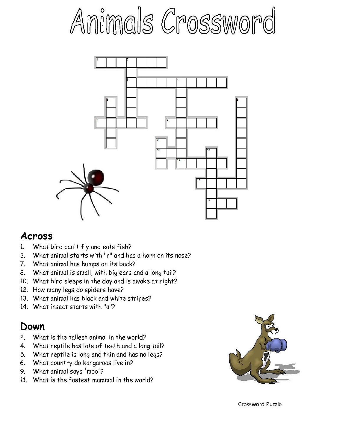 Printable Crosswords Puzzles Kids | Activity Shelter - Animal Crossword Puzzle Printable