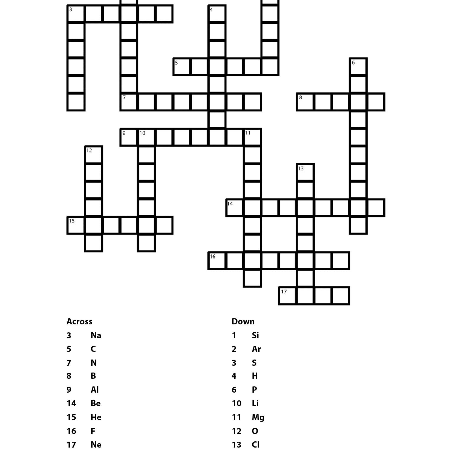 Printable Element Crossword Puzzle And Answers - Printable Science Puzzle