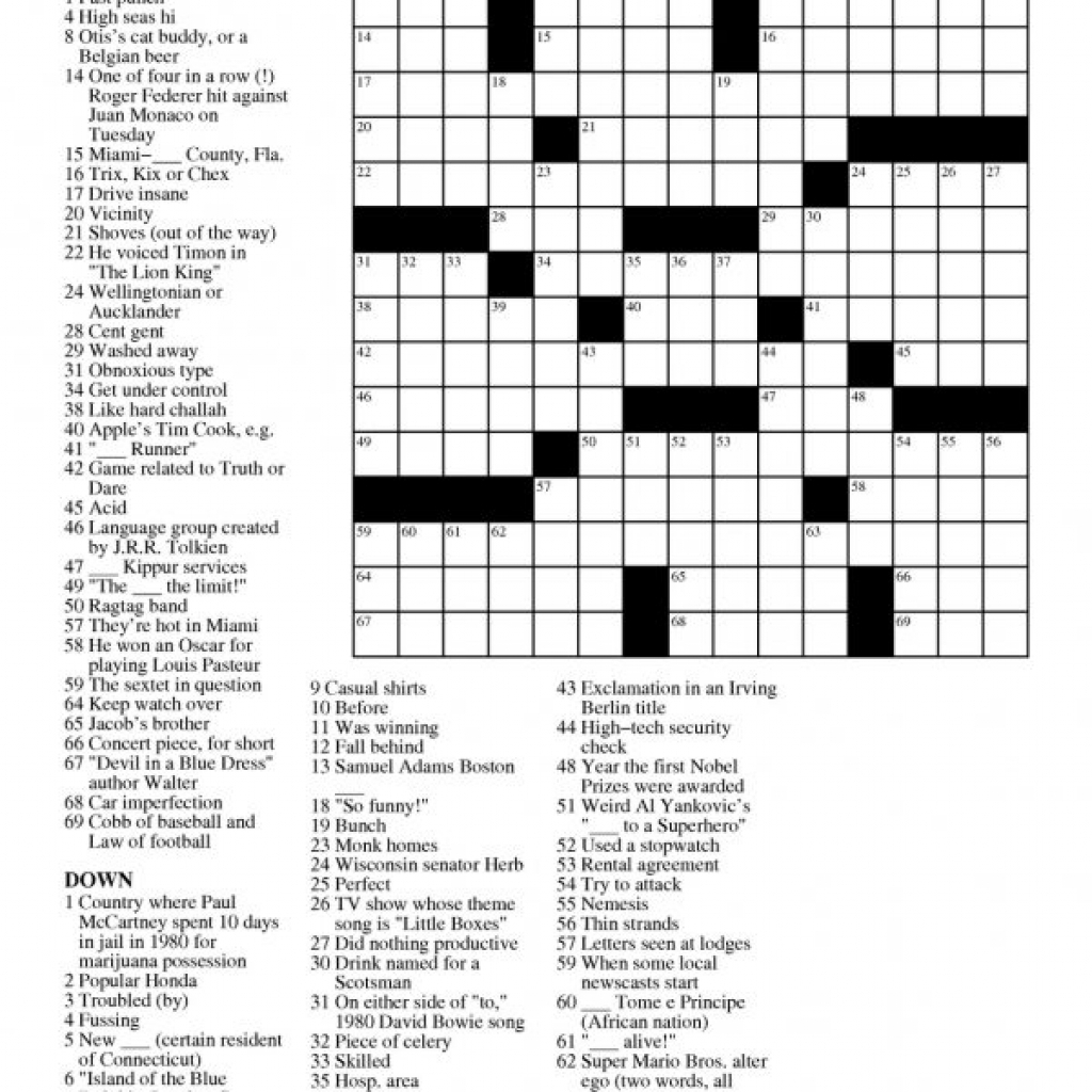 Printable Free Crosswords &amp;amp; Free Printable Crossword Puzzles Sc 1 - Printable Daily Crosswords For January 2018