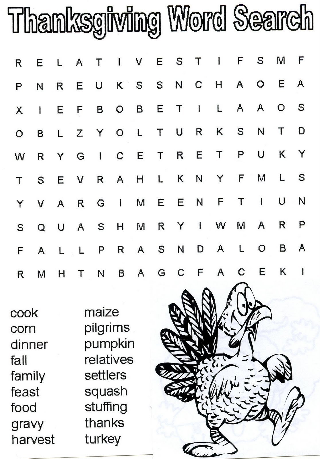 Printable Hard Thanksgiving Crossword Puzzle – Happy Easter - Printable Turkey Puzzle