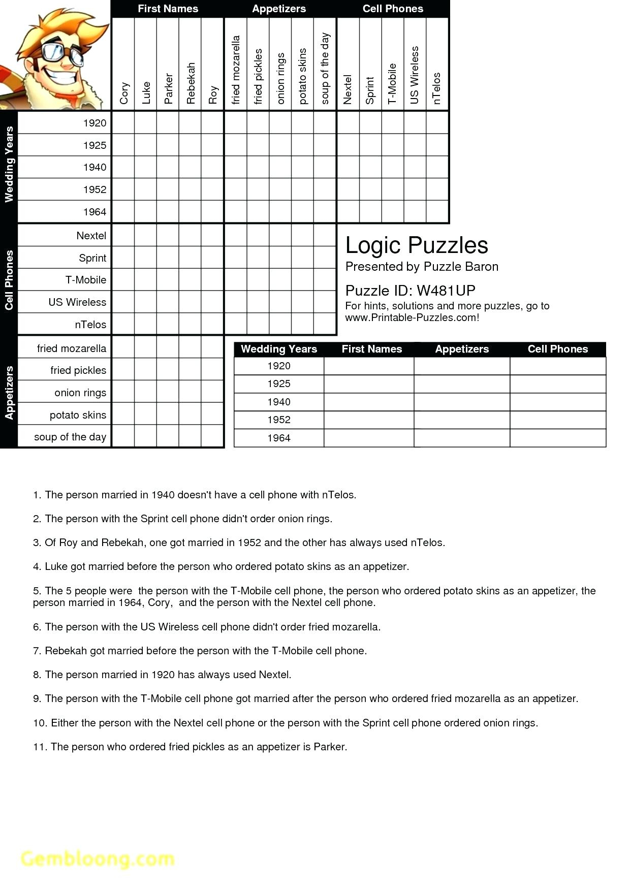 Printable Logic Puzzles With Answer Key Printable Crossword Puzzles