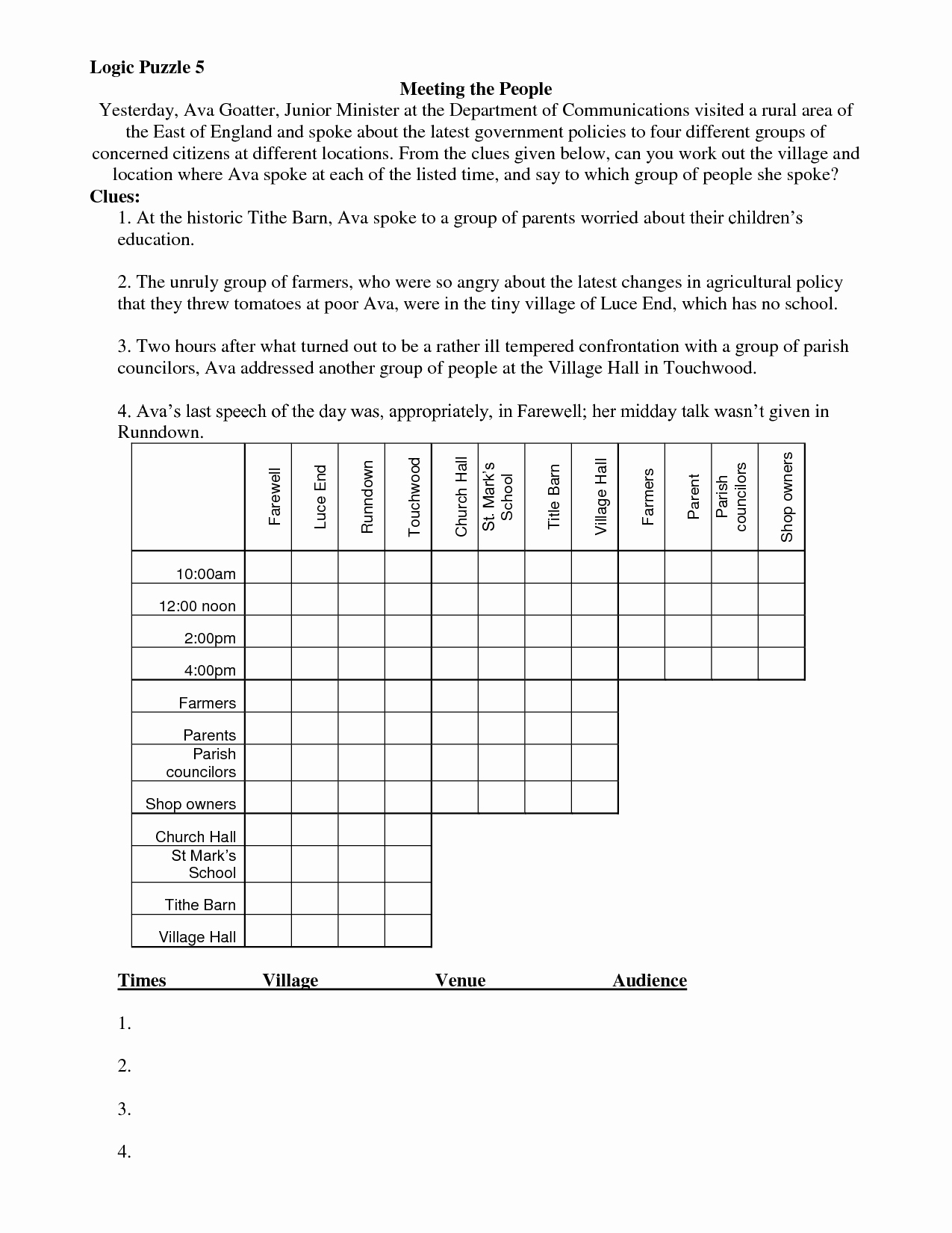 Printable Logic Puzzles For 6Th Graders | Printable Crossword Puzzles