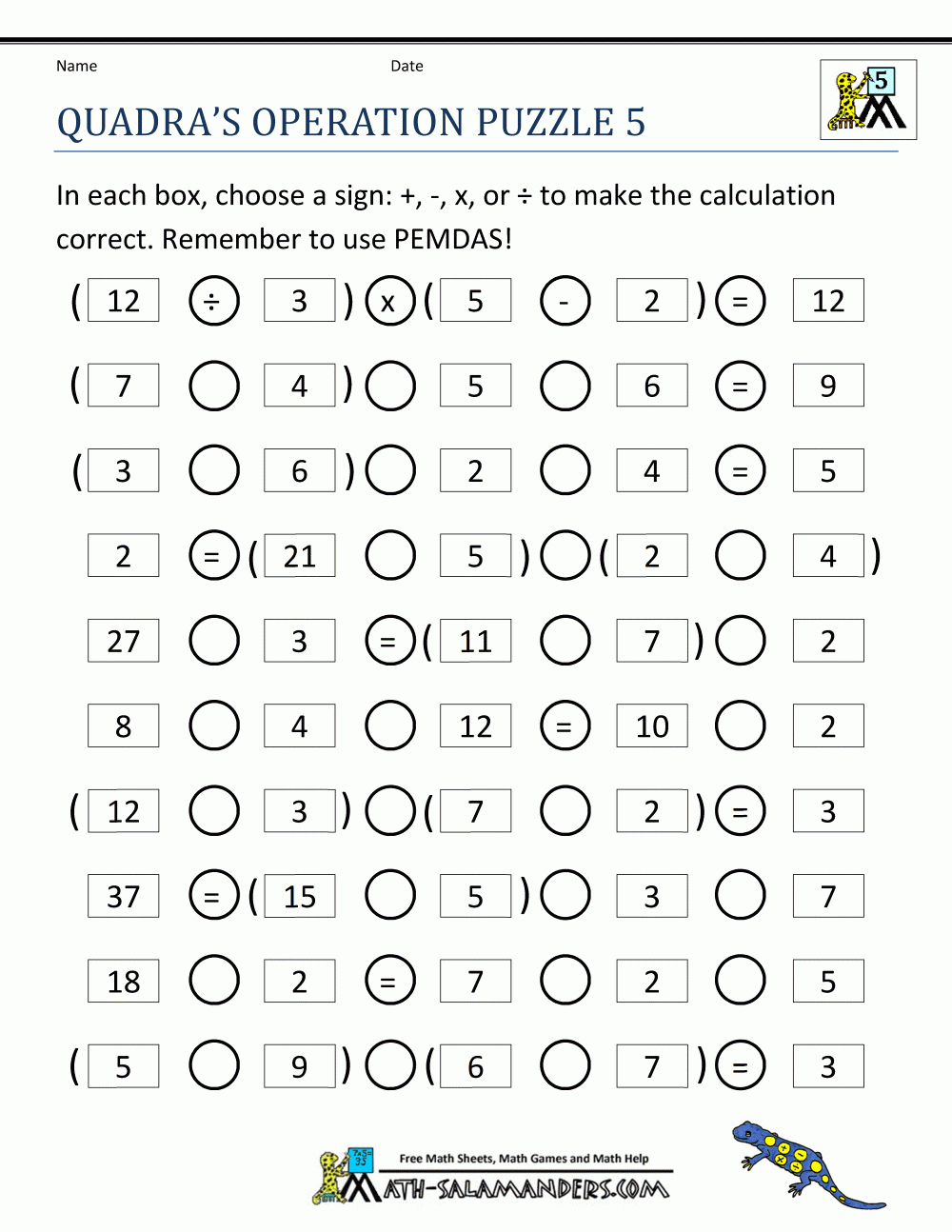 Printable Math Puzzles 5Th Grade - Printable Maths Puzzles For 12 Year Olds