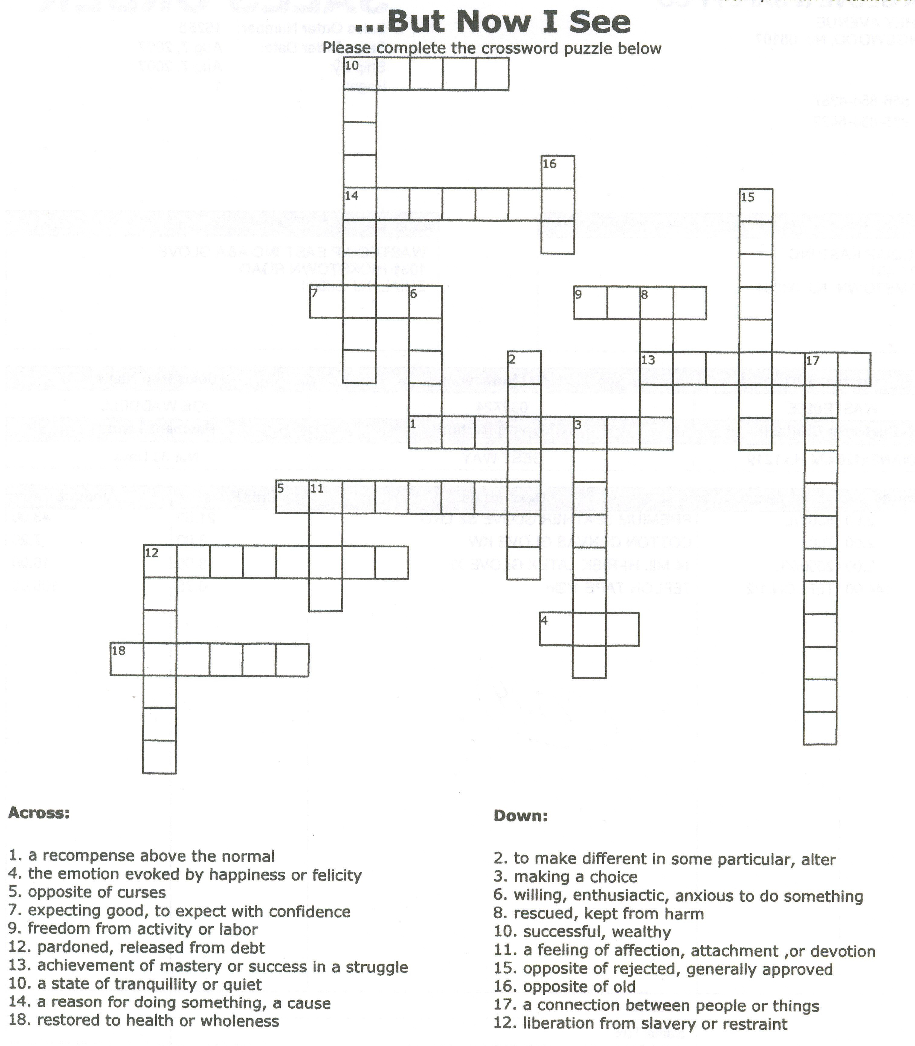 Printable Puzzles For Adults | Free Printable Crossword Puzzle For - Free Printable Crossword Puzzles Health