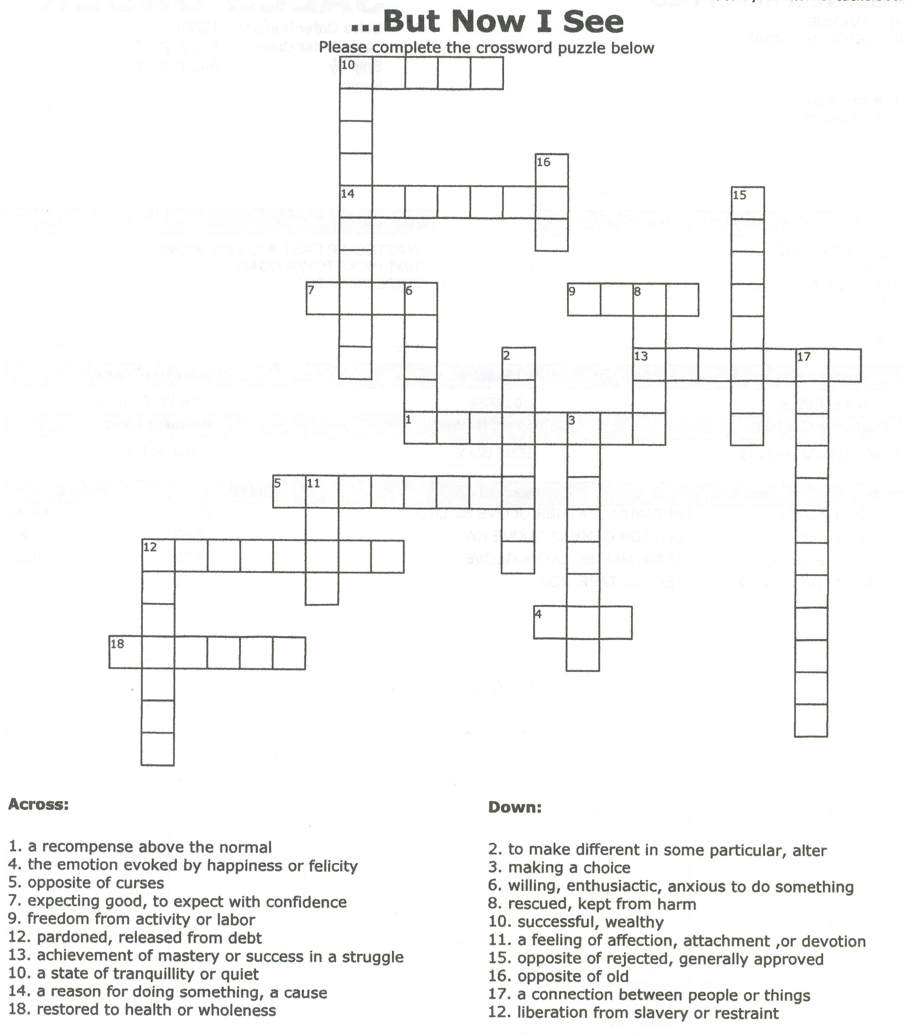 Printable Crosswords About Friendship Trials Ireland Printable 