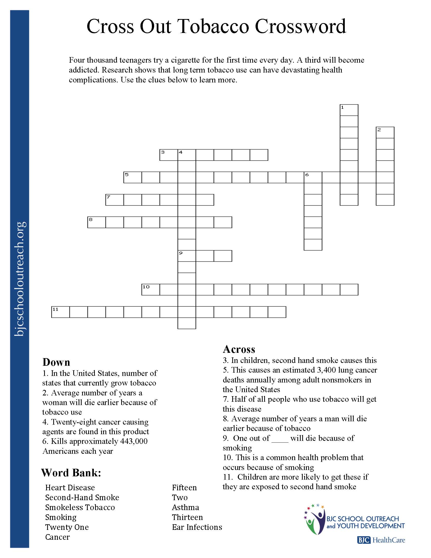 Printable Worksheets - Printable Nutrition Crossword Puzzle