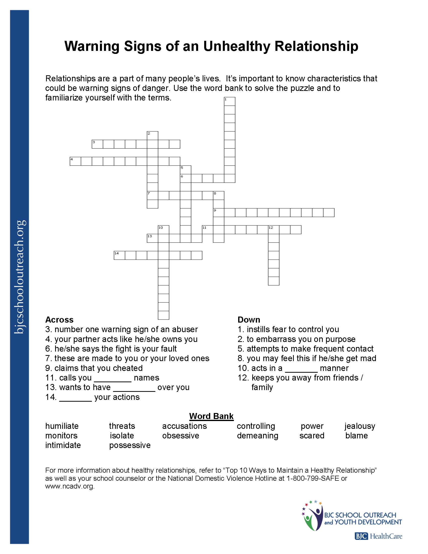 Printable Worksheets - Printable Quiz Crossword