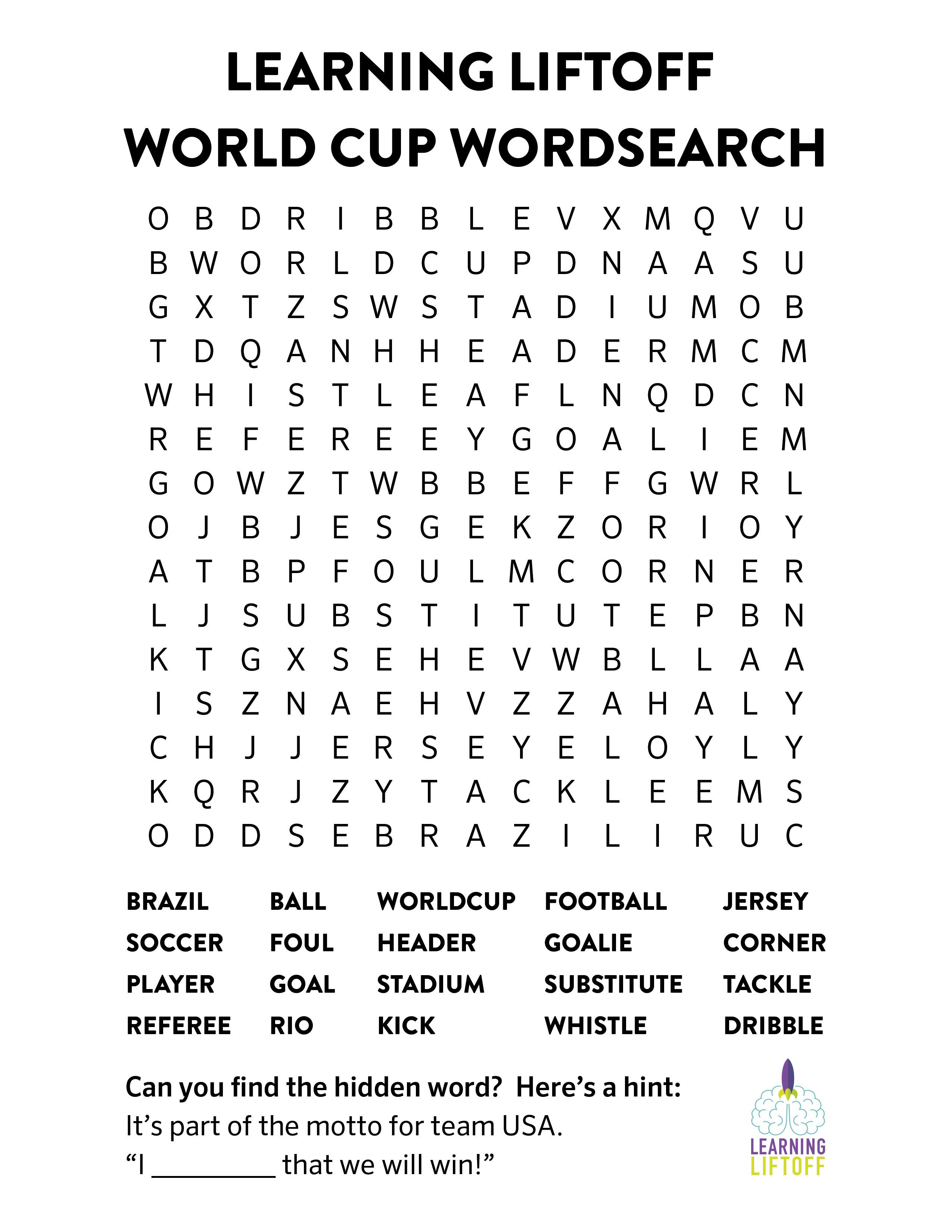 Printable World Cup Word Search | K12 | World Cup Games, World Cup - Groundhog Day Crossword Puzzles Printable