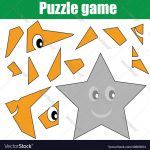 Puzzle Game With Star Shape Printable Kids Vector Image   Printable Star Puzzle