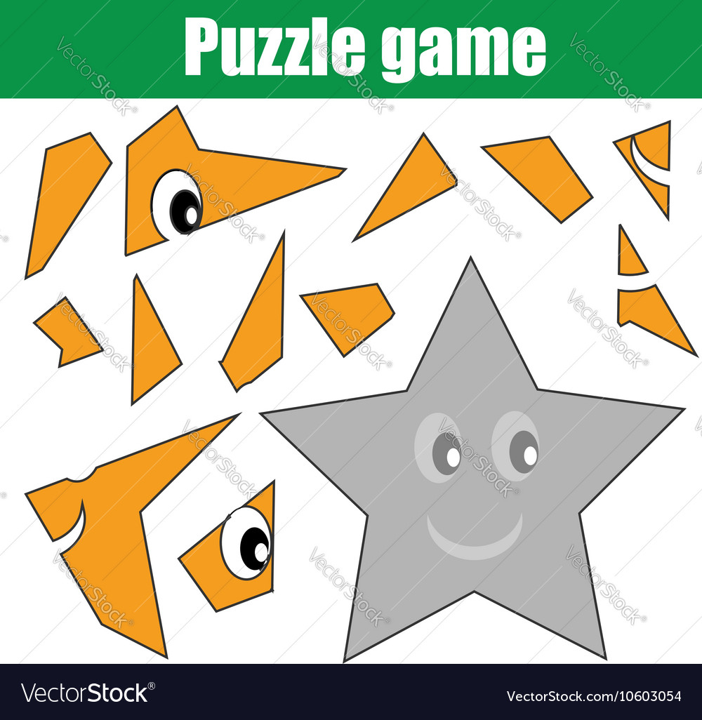 Puzzle Game With Star Shape Printable Kids Vector Image - Printable Star Puzzle