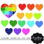 Puzzle Heart Clipart Heart Digital Planner Clipart Rainbow | Etsy   Printable Puzzle Heart
