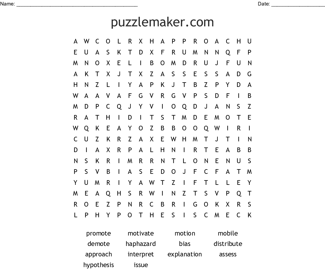 Puzzlemaker Word Search - Wordmint - Crossword Puzzle Maker Free Printable 30 Words