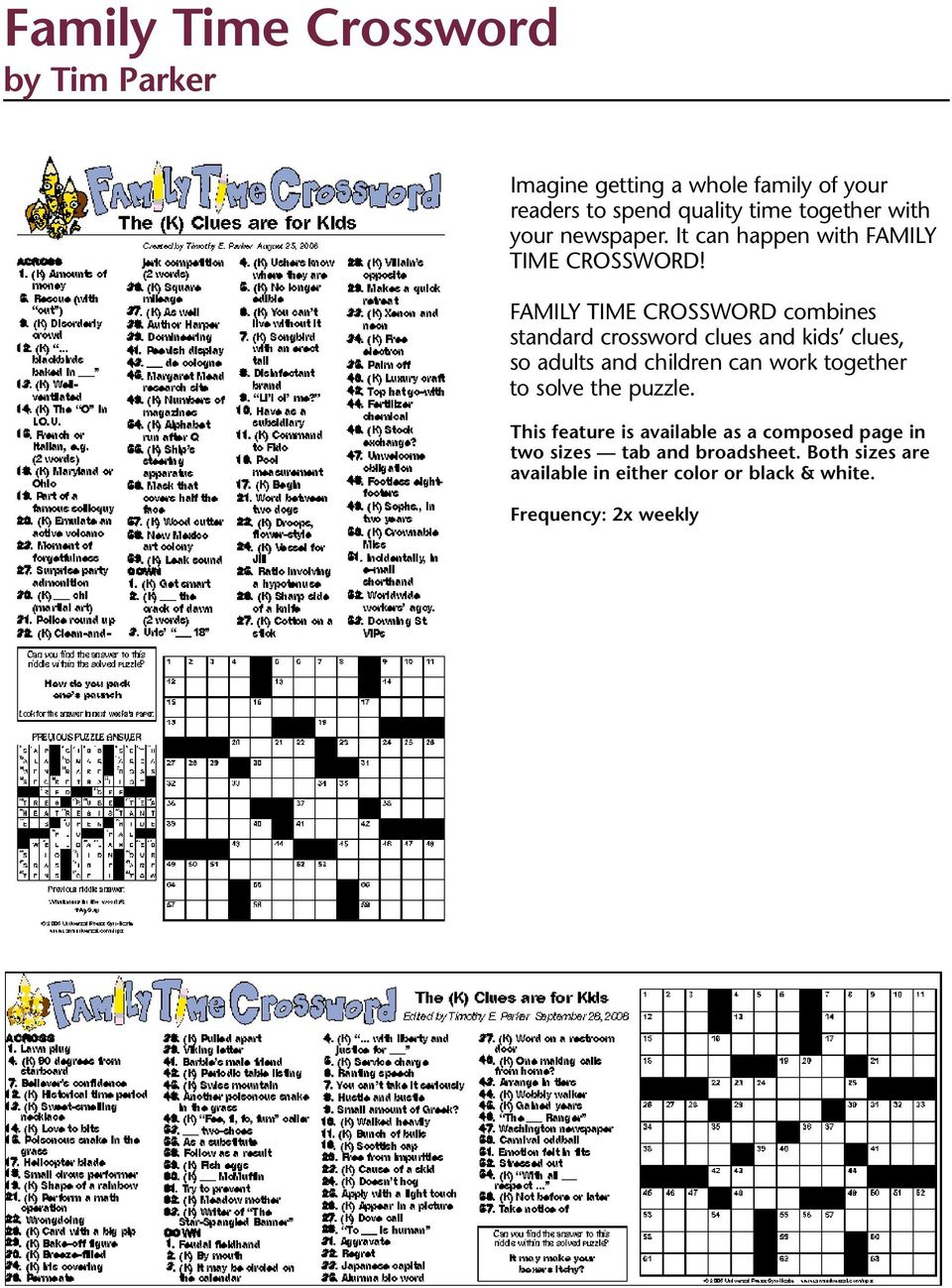 Puzzles And Games From Universal Press Syndicate - Pdf - Printable Crossword Puzzles Edited By Timothy Parker