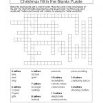 Puzzles To Print. Free Xmas Theme Fill In The Blanks Puzzle   Printable Holiday Crossword Puzzles For Adults With Answers